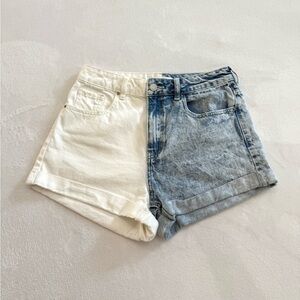 PACSUN Two Toned Island High Waist 100% Cotton Denim Festival Mom Shorts 27
